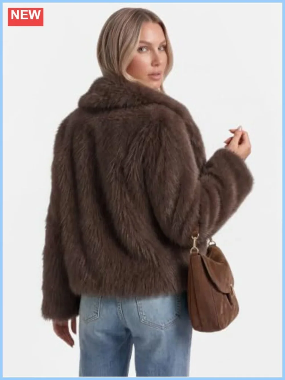 Women's Faux Fur Coat Fuzzy Teddy Jacket Winter Warm Long Sleeve